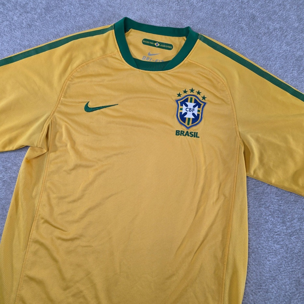 Nike Brazil CBF Soccer Jersey Yellow Green Dri-FIT Mens Small 001866184